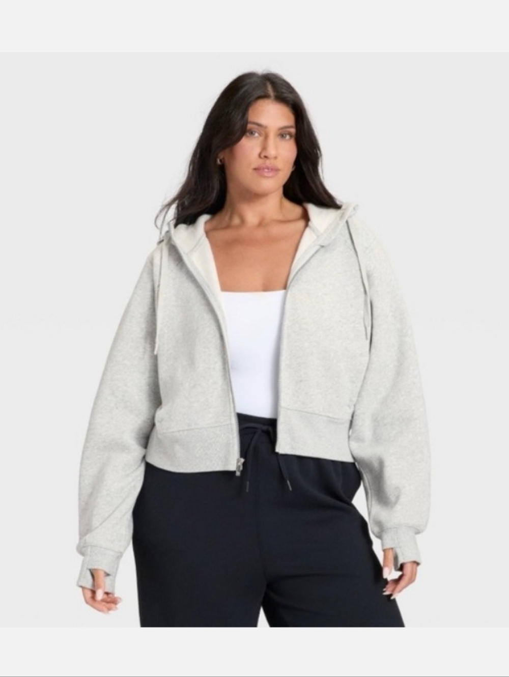 Women's Crop Full Zip Hoodie Sweatshirt
